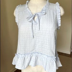 Ladies sleeveless lightweight top- light blue. Size small